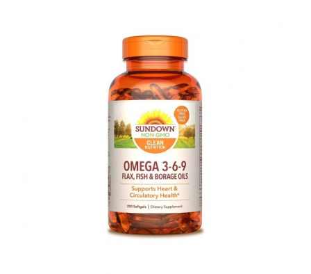 Sundown Omega 3-6-9 Flax, Fish, Borage Oils 200cap