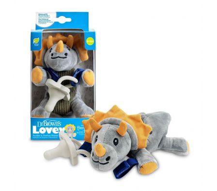 Dr Browns Chupete Gris + Soporte Lovey Dino