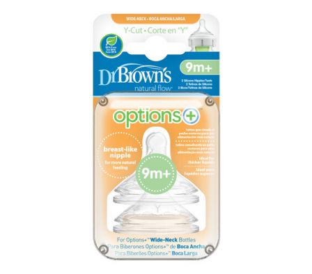 Dr Browns Tetina Flujo Y 9m+ Boca Ancha 2 Unidades