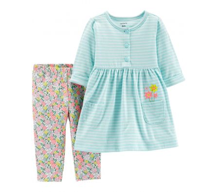Carters Set Vestido + Pantalon Floreado 12M