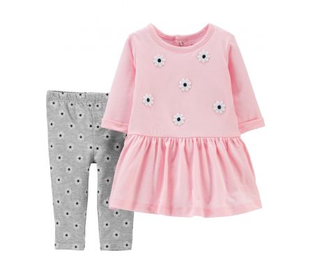 Carters Calza + Vestido Floreado Rosa 