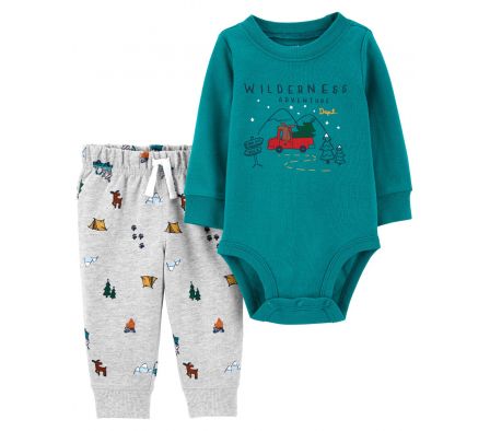 Carters Pantalon + Body Celeste 9M