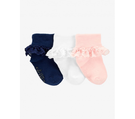 Carters Pack 3 Medias Con Encaje 12/24m
