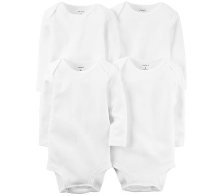 Carters Pack 4 Body MangaLarga Blanco 9M