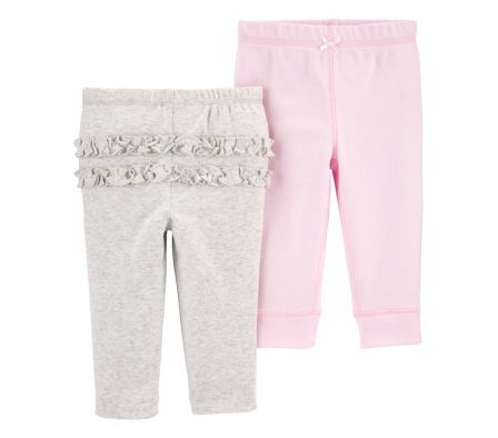 Carters Pack 2 Pantalones Gris-Rosa Prematuro