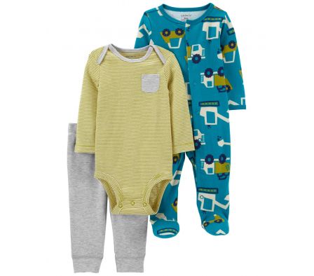 Carters Pijama C/ Pie Pantalon + Body 9M