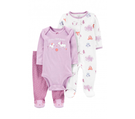 SET 3 PC PIJAMA Y PELELE C/PIES Y BODY PERROS