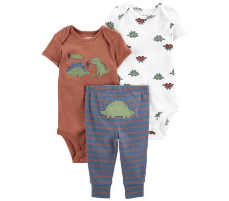 Carters Pack 2 Bodys + Pantalon Dinosaurios 6M