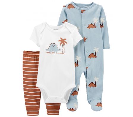Carters Pijama C/ Pie Pelele+Body Dinosaurios 9M
