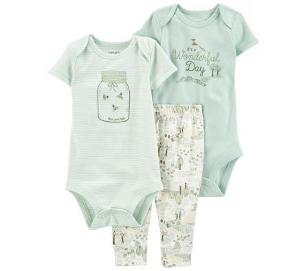 Carters Pack 2 Bodys + Pantalon Bosque 9M