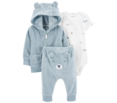 Carters Set Campera + Pantalon + Body Oso 6M