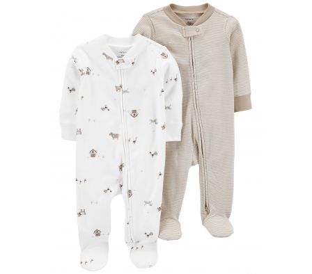 Carters Pack 2 Pijamas C/Pie Algodón Unisex 3M