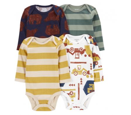 Carters Pack 4 Bodys MangaLarga a Raya 6M