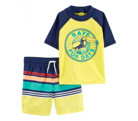Carters Traje de Baño 2PC c/UPF 50+ Pájaro 12M