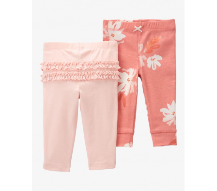 Carters Pack 2 Pantalones Coral y Estampado 24M