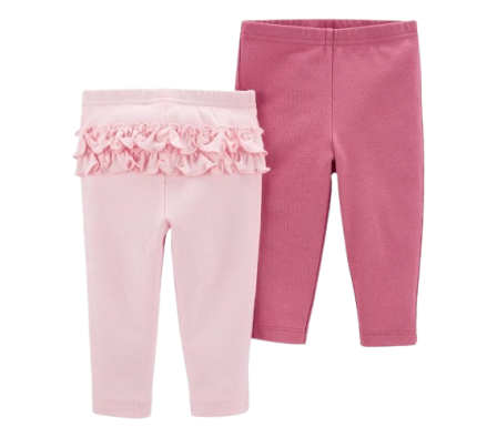 Carters Pack 2 Pantalones Coral y Estampado 3M