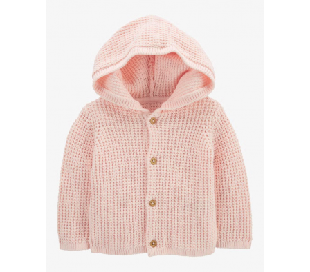 SACO DE PUNTO C/CAPUCHA ALGODÓN NIÑA-BB CARTERS