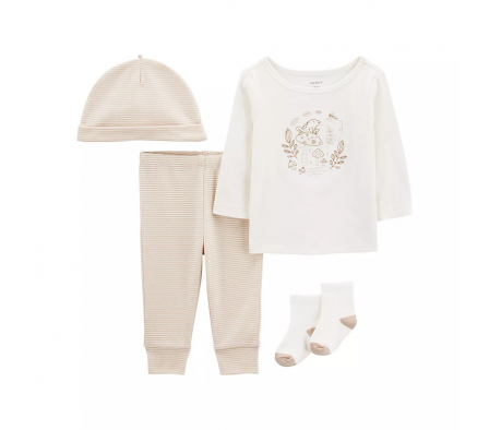 Carters Set Pantalon + Remera + Gorro + Medias 12M