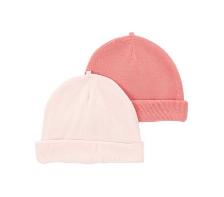 Carters Pack 2 Gorros Rosados Poliester 0/3M