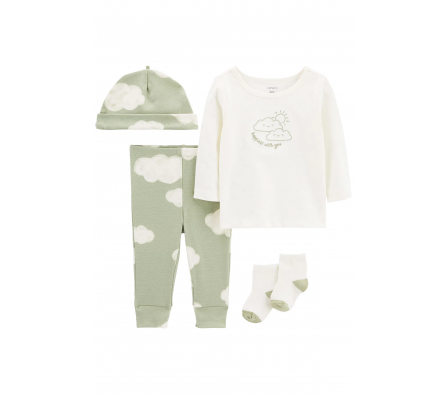 Carters Pantalon+Remera+Gorro+Medias 12M