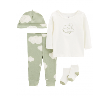 Carters Pantalon+Remera+Gorro+Medias 6M