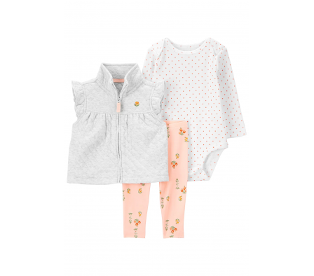 Carters Set Body, Chaleco y Calza Niña 12M