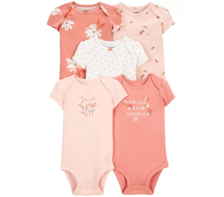 Carters Pack 5 Bodys Naranjas 12M