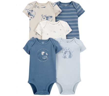 Carters Pack 5 Bodies Panda NB