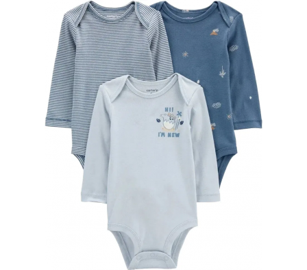 Carters Pack 3 Bodys Azules 24M