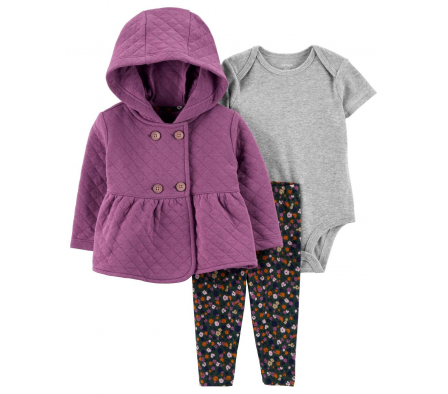 Carters Set Campera Capitoneada + Calza + Body 12M