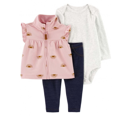 Carters Set Body, Chaleco y Pant Niña 12M