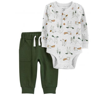 Carters Set Pantalon + Body Termicos 12M
