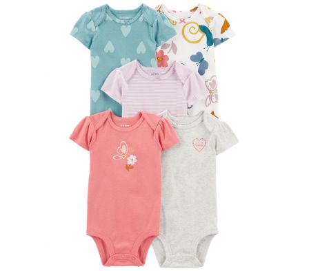 Carters Pack 5 Bodys MangaCorta Diseño 12M 