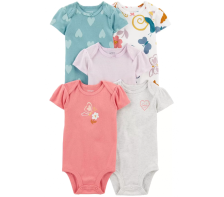 Carters Pack 5 Bodys MangaCorta Color NB