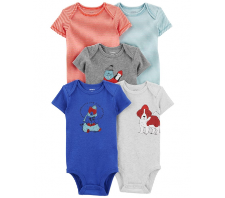 Carters Pack 5 Bodys Animales 3M