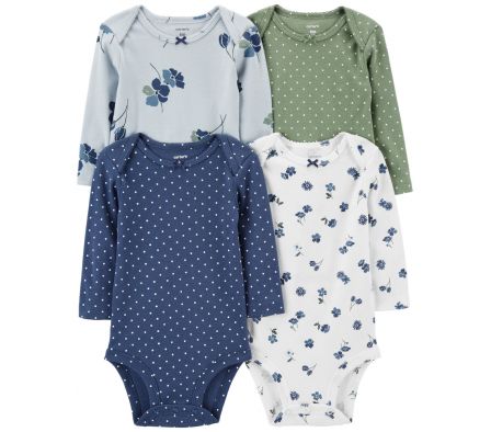 Carters Pack 4 Bodys Mangas Largas Floral  24M