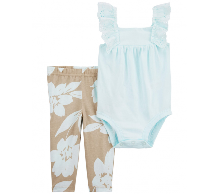 Carters Set 2Pc Pantalon y Body c/Ojales Niña 12M