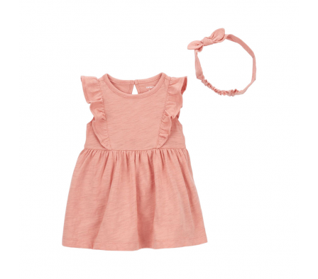 Carters Vestido y Vincha Rosado Niña 12M