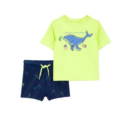 Carters Traje De Baño 2PC UPF 50+ Ballena 12M