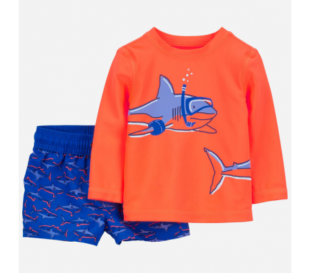 Carters Traje De Baño 2PC UPF 50+ Tiburón 24M