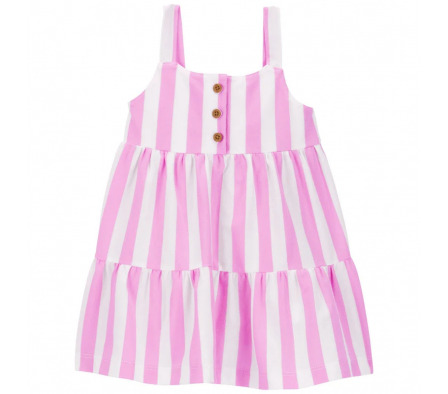 Carters Vestido SM Escalonado a Rayas Algodón 12M