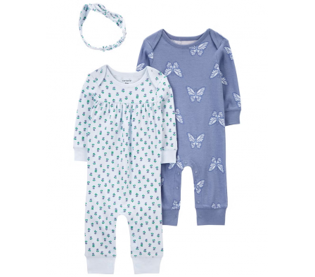 Carters Set Monitos y Vincha Flores Niña NB