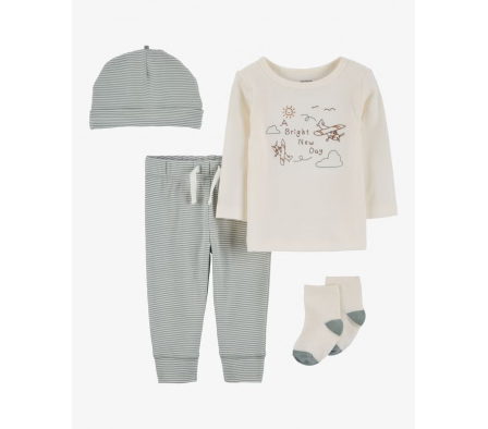 Carters Pant Remera Medias Gorro Avion 9M