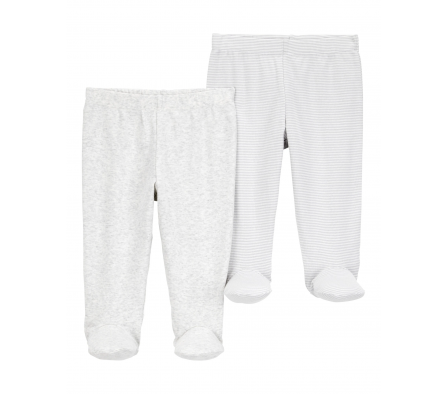 Carters Pack 2 Pantalones C/Pie Gris 3M