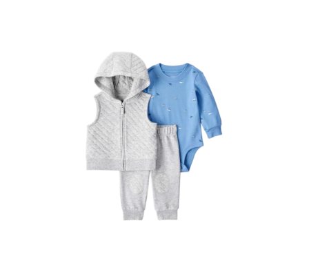 Carters Set Chaleco c/Capucha, Pantalon y Body 3M