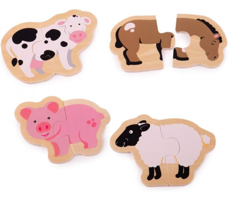 BigJigs Rompecabezas de dos piezas (Granja)