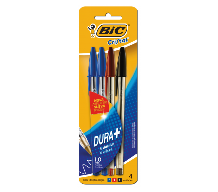 Bic Bolígrafo Cristal 2 Azul, Rojo y Negro