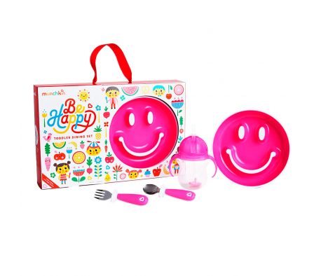 Munchkin Set de Alimentacion Be Happy Rosa 