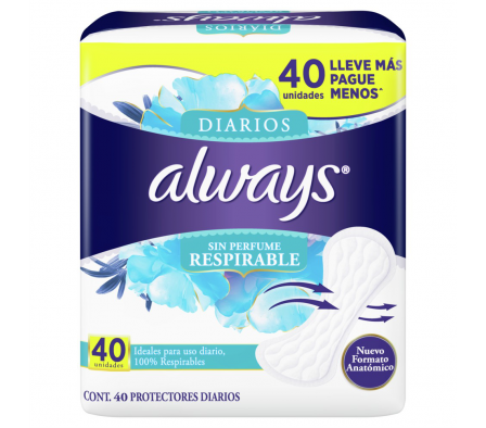 Always Protectores Diarios 40 Unidades.