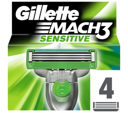 Gillette Mach 3 Sensitive Cartucho Para Afeitar 3U